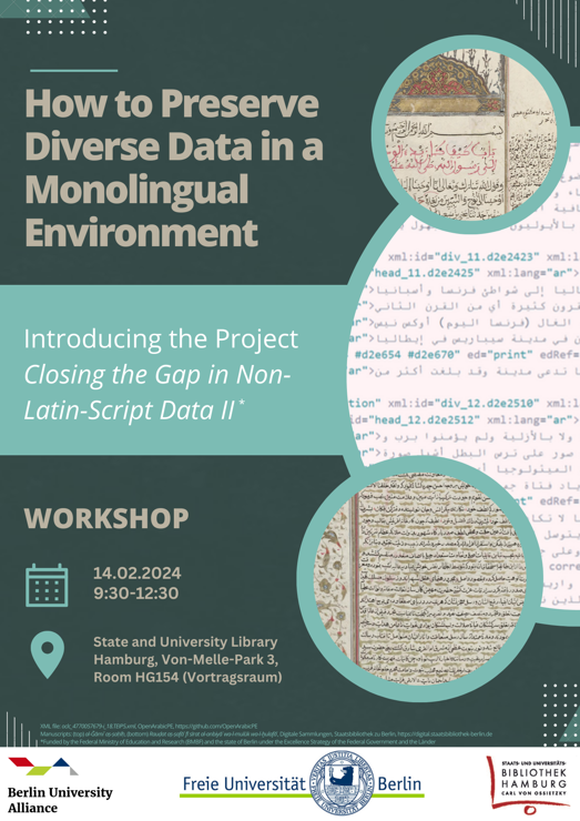 Workshop "How to Preserve Diverse Data in a Monolingual Environment: Introducing the Project Closing the Gap in Non-Latin-Script Data" 